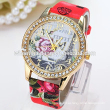 2015 nuevo reloj de cuarzo de la flor de la rosa del diamante de las mujeres